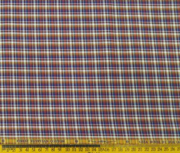 Soktas Men's Giza Cotton Burberry Checks 1.60 Meter Unstitched Shirt Fabric (Multi)