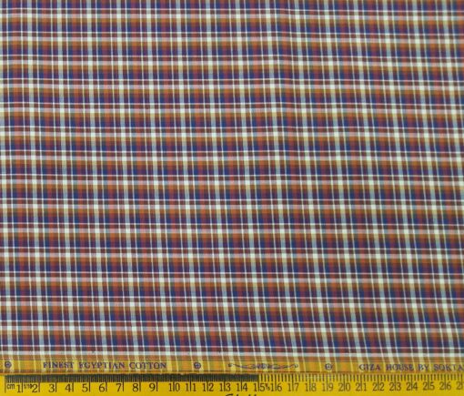 Soktas Men's Giza Cotton Burberry Checks 1.60 Meter Unstitched Shirt Fabric (Multi)