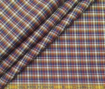 Soktas Men's Giza Cotton Burberry Checks 1.60 Meter Unstitched Shirt Fabric (Multi)
