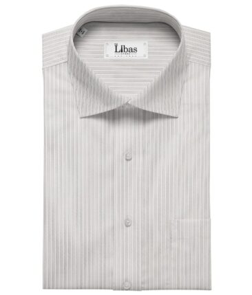 Soktas Men's Giza Cotton Striped 1.60 Meter Unstitched Shirt Fabric (White)