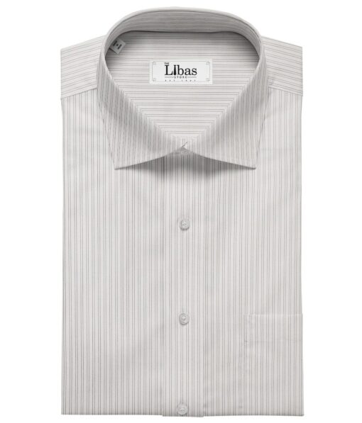 Soktas Men's Giza Cotton Striped 1.60 Meter Unstitched Shirt Fabric (White)