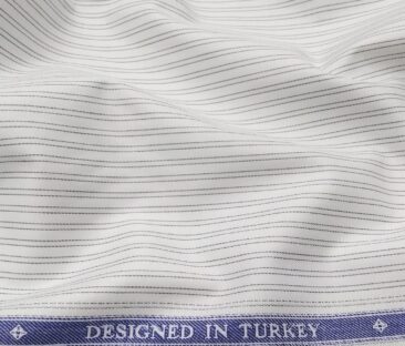 Soktas Men's Giza Cotton Striped 1.60 Meter Unstitched Shirt Fabric (White)