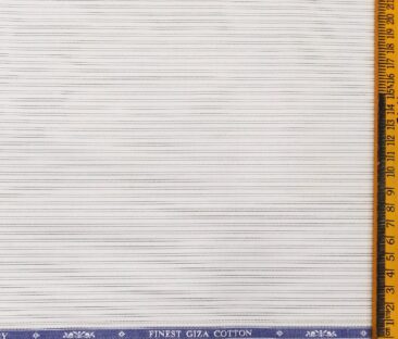 Soktas Men's Giza Cotton Striped 1.60 Meter Unstitched Shirt Fabric (White)