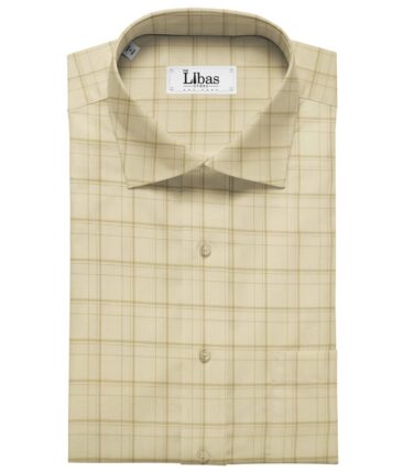Soktas Men's Giza Cotton Checks 1.60 Meter Unstitched Shirt Fabric (Cream)