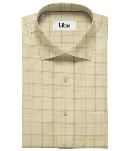 Soktas Men's Giza Cotton Checks 1.60 Meter Unstitched Shirt Fabric (Cream)
