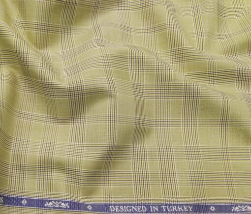 Soktas Men's Giza Cotton Checks 1.60 Meter Unstitched Shirt Fabric (Fawn Beige)