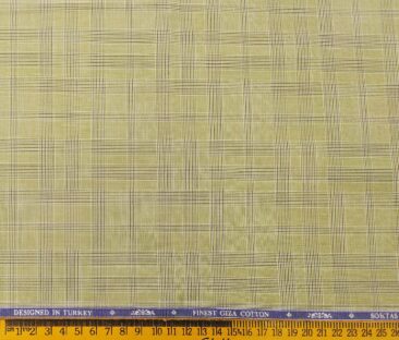 Soktas Men's Giza Cotton Checks 1.60 Meter Unstitched Shirt Fabric (Fawn Beige)