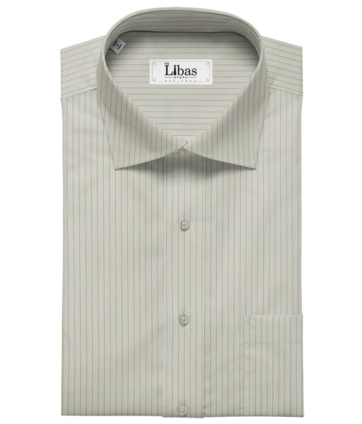 Soktas Men's Giza Cotton Pin Stripes 1.60 Meter Unstitched Shirt Fabric (Mint Green)