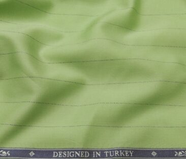 Soktas Men's Giza Cotton Blue Stripes 1.60 Meter Unstitched Shirt Fabric (Lime Green)