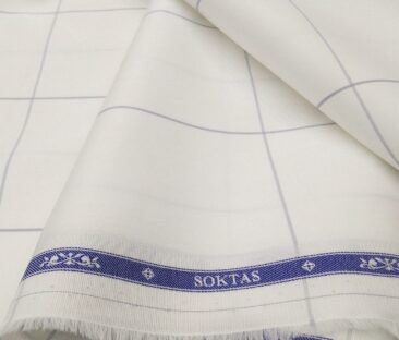 Soktas Men's Giza Cotton Grey Checks 1.60 Meter Unstitched Shirt Fabric (White)