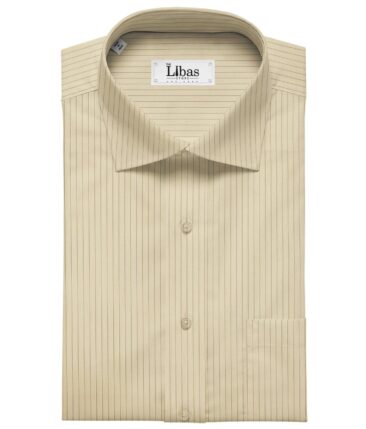 Soktas Men's Giza Cotton Pin Stripes 1.60 Meter Unstitched Shirt Fabric (Yellow)