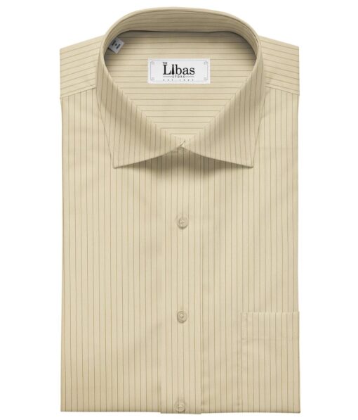 Soktas Men's Giza Cotton Pin Stripes 1.60 Meter Unstitched Shirt Fabric (Yellow)