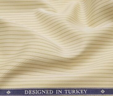 Soktas Men's Giza Cotton Pin Stripes 1.60 Meter Unstitched Shirt Fabric (Yellow)