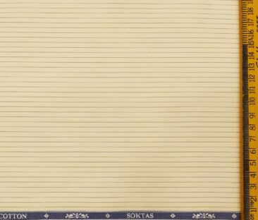 Soktas Men's Giza Cotton Pin Stripes 1.60 Meter Unstitched Shirt Fabric (Yellow)
