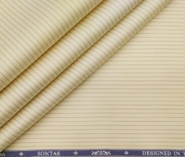 Soktas Men's Giza Cotton Pin Stripes 1.60 Meter Unstitched Shirt Fabric (Yellow)