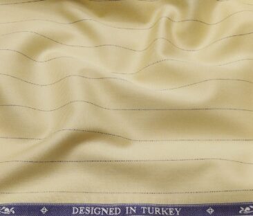 Soktas Men's Giza Cotton Blue Stripes 1.60 Meter Unstitched Shirt Fabric (Yellow)
