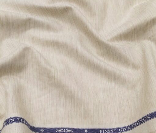 Soktas Men's Giza Cotton Self Design 1.60 Meter Unstitched Shirt Fabric (Beige)