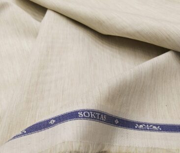 Soktas Men's Giza Cotton Self Design 1.60 Meter Unstitched Shirt Fabric (Beige)