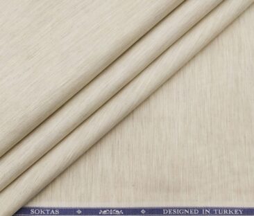 Soktas Men's Giza Cotton Self Design 1.60 Meter Unstitched Shirt Fabric (Beige)