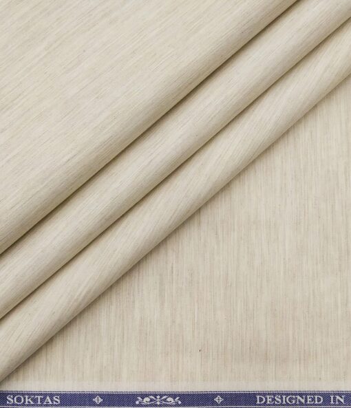 Soktas Men's Giza Cotton Self Design 1.60 Meter Unstitched Shirt Fabric (Beige)