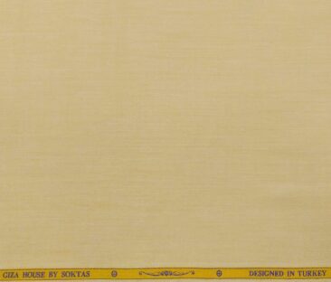 Soktas Men's Giza Cotton Solid Satin 1.60 Meter Unstitched Shirt Fabric (Biscotti Beige)