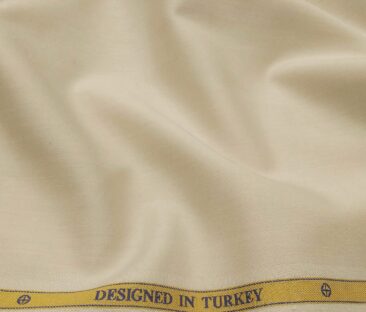 Soktas Men's Giza Cotton Solid Satin 1.60 Meter Unstitched Shirt Fabric (Cream)