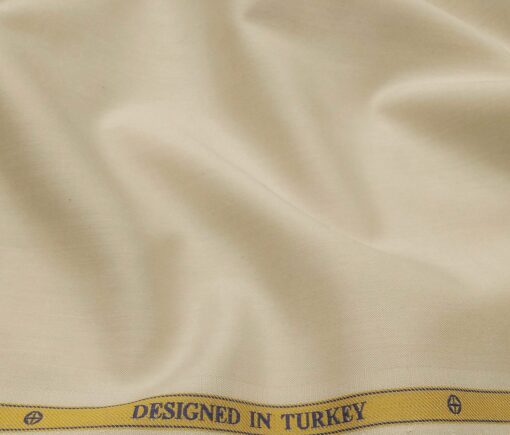 Soktas Men's Giza Cotton Solid Satin 1.60 Meter Unstitched Shirt Fabric (Cream)