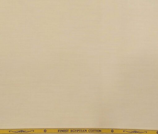 Soktas Men's Giza Cotton Solid Satin 1.60 Meter Unstitched Shirt Fabric (Cream)