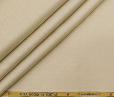 Soktas Men's Giza Cotton Solid Satin 1.60 Meter Unstitched Shirt Fabric (Cream)