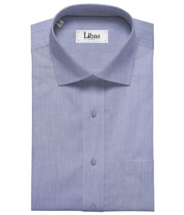 Soktas Men's Giza Cotton Solid Satin 1.60 Meter Unstitched Shirt Fabric (Denim Blue)