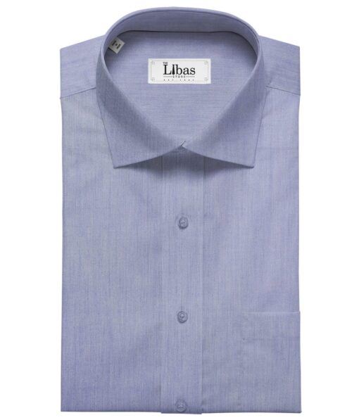 Soktas Men's Giza Cotton Solid Satin 1.60 Meter Unstitched Shirt Fabric (Denim Blue)
