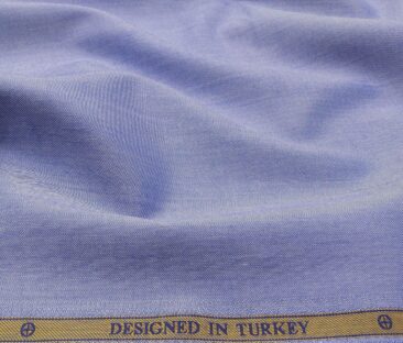 Soktas Men's Giza Cotton Solid Satin 1.60 Meter Unstitched Shirt Fabric (Denim Blue)