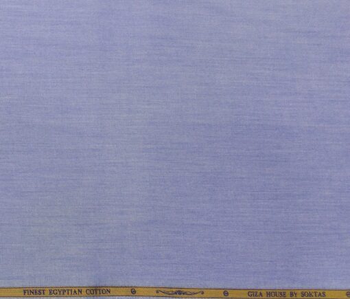 Soktas Men's Giza Cotton Solid Satin 1.60 Meter Unstitched Shirt Fabric (Denim Blue)