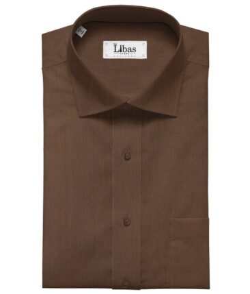 Soktas Men's Giza Cotton Solid Satin 1.60 Meter Unstitched Shirt Fabric (Hickory Brown)