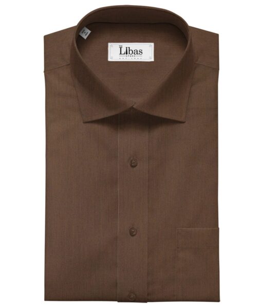 Soktas Men's Giza Cotton Solid Satin 1.60 Meter Unstitched Shirt Fabric (Hickory Brown)