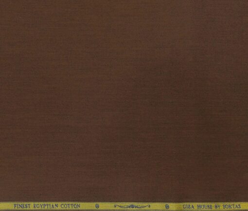 Soktas Men's Giza Cotton Solid Satin 1.60 Meter Unstitched Shirt Fabric (Hickory Brown)