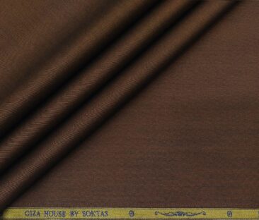 Soktas Men's Giza Cotton Solid Satin 1.60 Meter Unstitched Shirt Fabric (Hickory Brown)