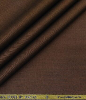 Soktas Men's Giza Cotton Solid Satin 1.60 Meter Unstitched Shirt Fabric (Hickory Brown)