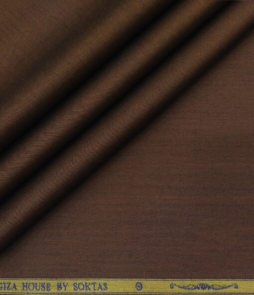Soktas Men's Giza Cotton Solid Satin 1.60 Meter Unstitched Shirt Fabric (Hickory Brown)