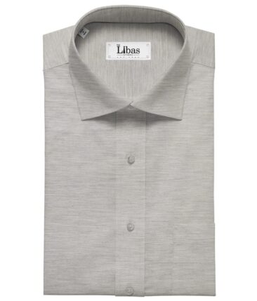 Soktas Men's Giza Cotton Self Design 1.60 Meter Unstitched Shirt Fabric (Light Grey)