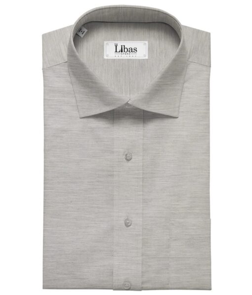Soktas Men's Giza Cotton Self Design 1.60 Meter Unstitched Shirt Fabric (Light Grey)