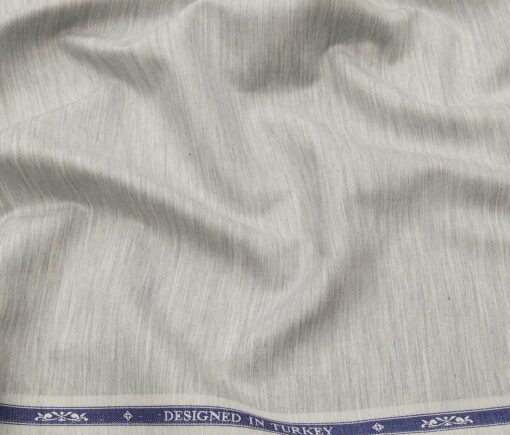 Soktas Men's Giza Cotton Self Design 1.60 Meter Unstitched Shirt Fabric (Light Grey)
