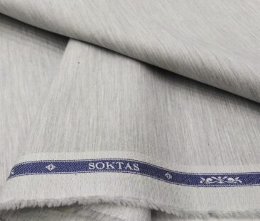 Soktas Men's Giza Cotton Self Design 1.60 Meter Unstitched Shirt Fabric (Light Grey)