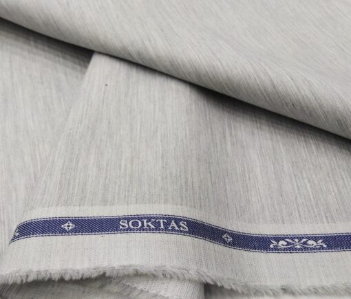 Soktas Men's Giza Cotton Self Design 1.60 Meter Unstitched Shirt Fabric (Light Grey)
