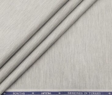 Soktas Men's Giza Cotton Self Design 1.60 Meter Unstitched Shirt Fabric (Light Grey)