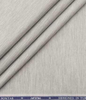 Soktas Men's Giza Cotton Self Design 1.60 Meter Unstitched Shirt Fabric (Light Grey)