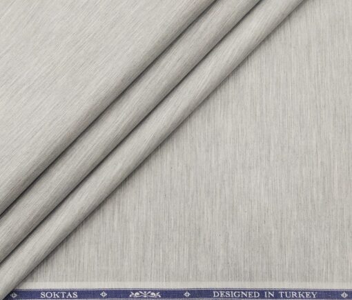 Soktas Men's Giza Cotton Self Design 1.60 Meter Unstitched Shirt Fabric (Light Grey)