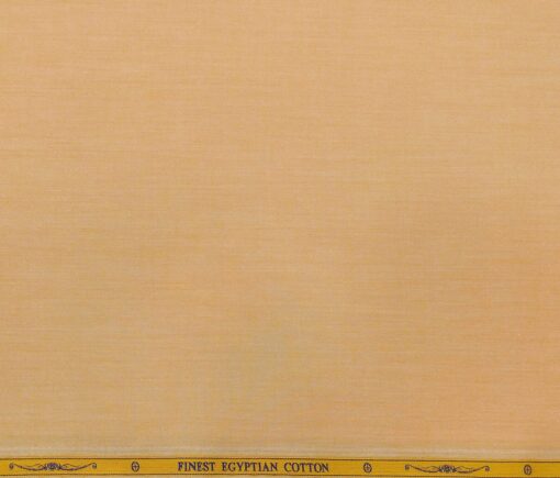 Soktas Men's Giza Cotton Solid Satin 1.60 Meter Unstitched Shirt Fabric (Light Orange)