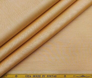 Soktas Men's Giza Cotton Solid Satin 1.60 Meter Unstitched Shirt Fabric (Light Orange)
