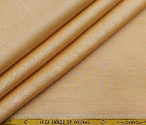 Soktas Men's Giza Cotton Solid Satin 1.60 Meter Unstitched Shirt Fabric (Light Orange)